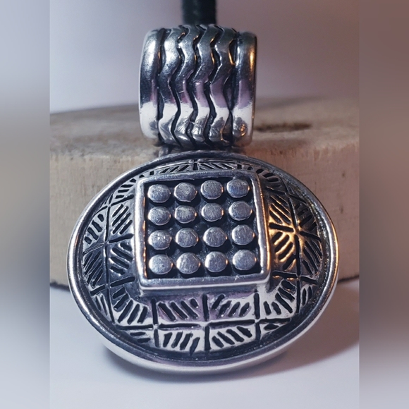 Vintage Sterling Silver Tribal Style Engraved Huge Slide Pendant - Picture 6 of 6
